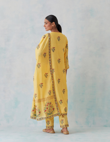 Yellow Hand Block Printed Cotton Pant