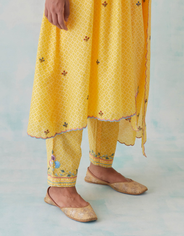 Yellow Embroidered Pants