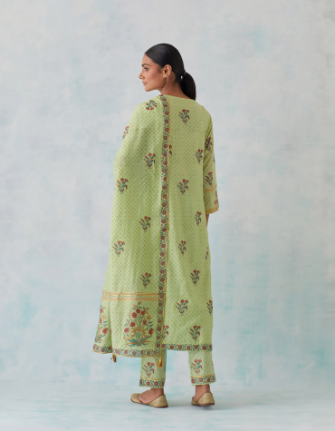 Green Hand Block Printed Cotton Pant