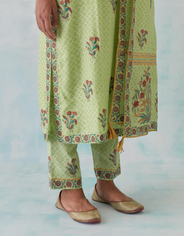 Green Hand Block Printed Cotton Pant